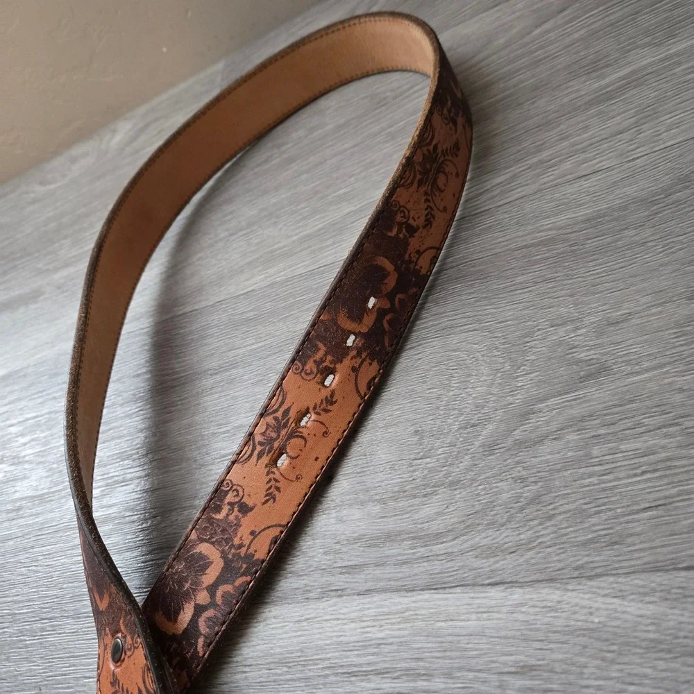 Sissie & Me Brown Leather Belt 32 Western Rodeo Turquoise Buckle Ursula Lewis